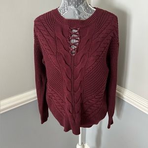 Women’s Ana Laced Up Crewneck Sweater Size Large